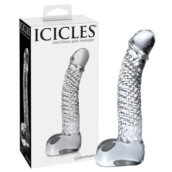 Icicles No. 61 - skleněné dildo s penisem (průsvitné)