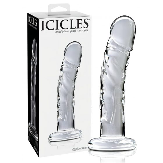 Icicles No. 62 - penisové skleněné dildo (průhledné)