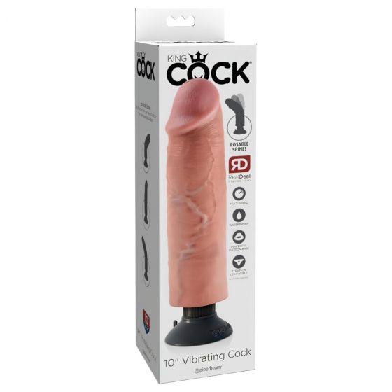 / King Cock 10 - ohebné dildo s polštářky (25 cm) - přírodní