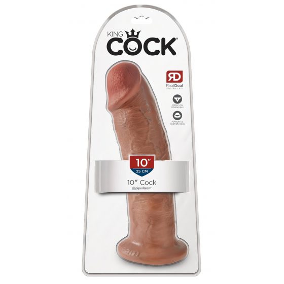 King Cock 10 - velký přísavkový dildo (25 cm) - tmavá přírodní