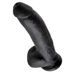   King Cock 9 - velké připínací, varlatové dildo (23 cm) - černé