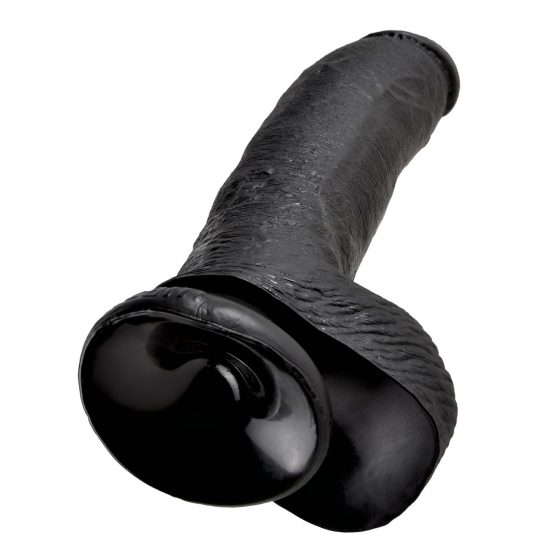 King Cock 9 - velký přísavkový dildo s varlaty (23 cm) - černý