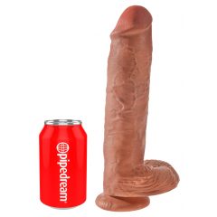   Král Cock 11 - přísavkový dildo s varlaty (28 cm) - tmavě přírodní