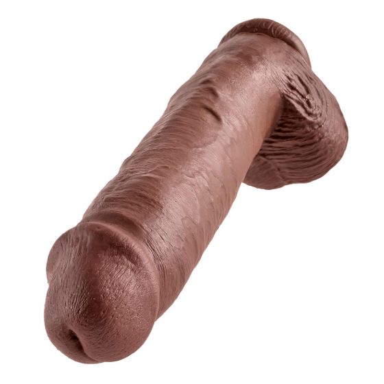 King Cock 11 - velký přísavkový dildo s varlaty (28 cm) - hnědý