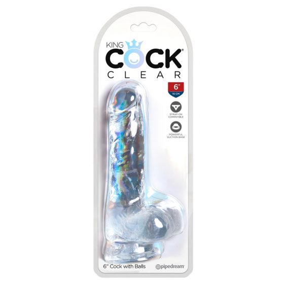 King Cock Clear 6 - malé dildo s varlaty (15 cm)