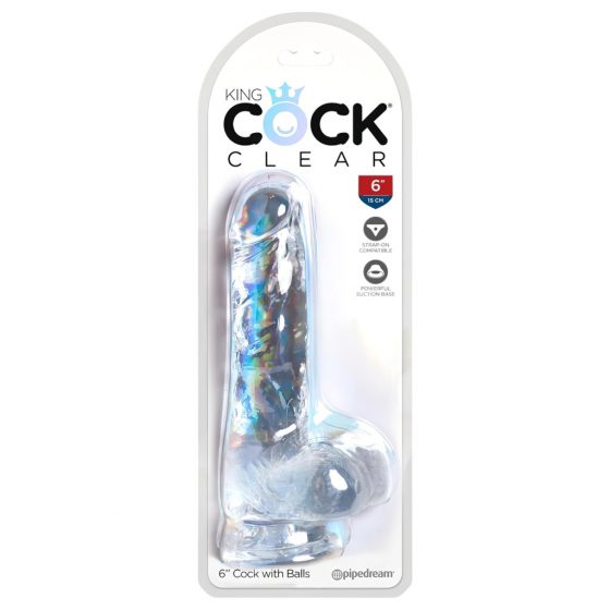 King Cock Clear 6 - malé dildo s varlaty (15 cm)