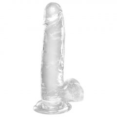   King Cock Clear 7 - připínací, testikulární dildo (18 cm)