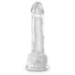   King Cock Clear 7 - připínací, testikulární dildo (18 cm)