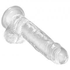   King Cock Clear 7 - připínací, testikulární dildo (18 cm)