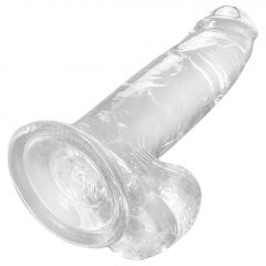   King Cock Clear 7 - připínací, testikulární dildo (18 cm)