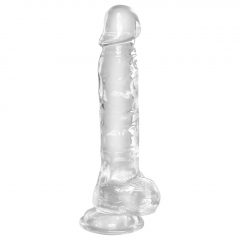   King Cock Clear 8 - připínací, testikulární dildo (20 cm)