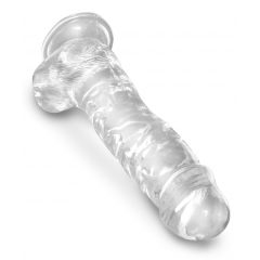   King Cock Clear 8 - připínací, testikulární dildo (20 cm)