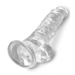   King Cock Clear 8 - připínací, testikulární dildo (20 cm)