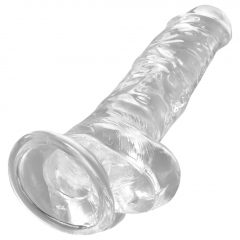   King Cock Clear 8 - připínací, testikulární dildo (20 cm)