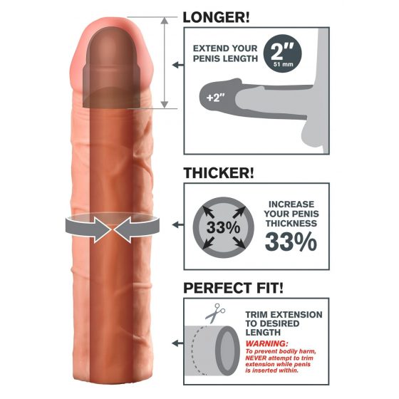 X-TENSION Perfect 2 - realistický návlek na penis (20,3cm) - přírodní