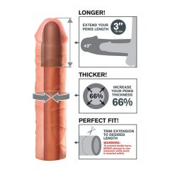   X-TENSION Mega 3 - realistický návlek na penis (22,8cm) - přírodní