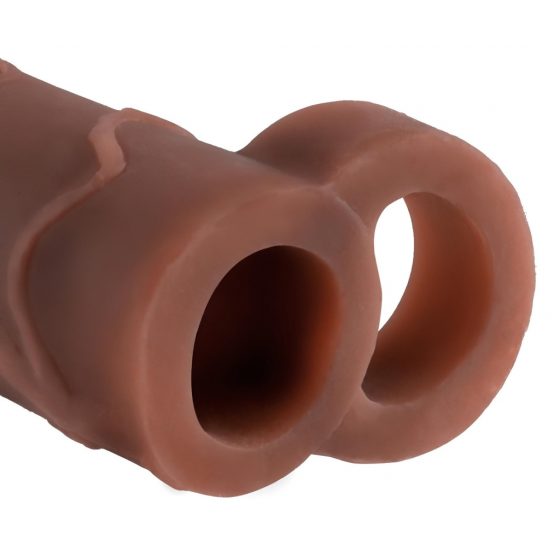 X-TENSION Perfect 2 - návlek na penis s kroužkem na varlata (19cm) - tmavě přírodní