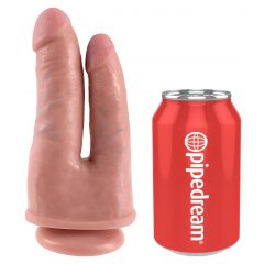   King Cock Double Penetrator - realistické dvojité dildo (přírodní barva)