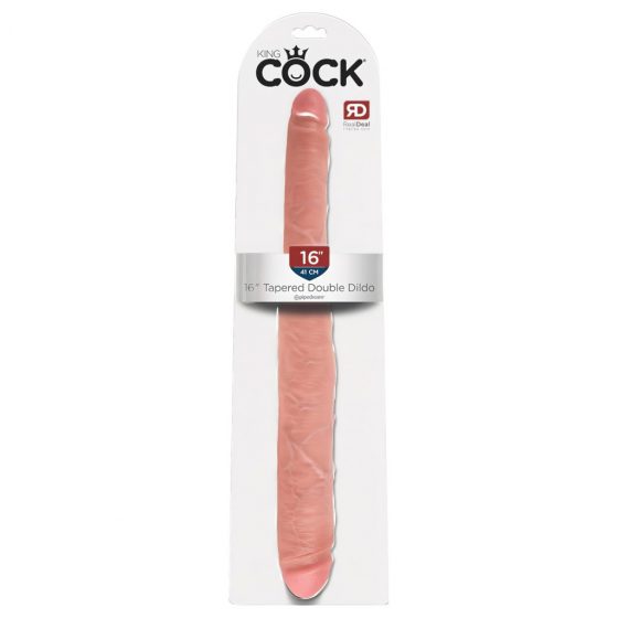 King Cock 16 Tapered - realistické dvojité dildo (41 cm) - přírodní