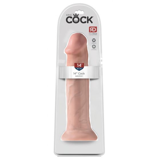 King Cock 14 - velké dildo se svorkou (36 cm) - přírodní