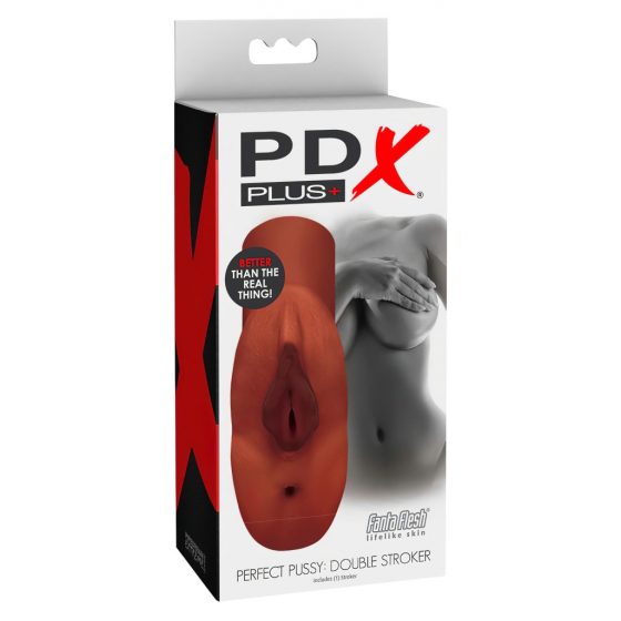 PDX Double Stroker - 2in1 - realistický masturbátor (hnědí)