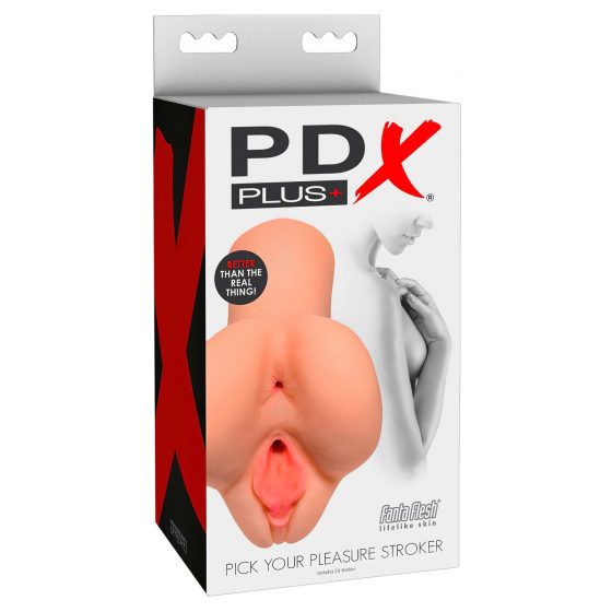 PDX Pick Your Pleasure Stroker - 2in1 - realistický masturbátor (přírodní)