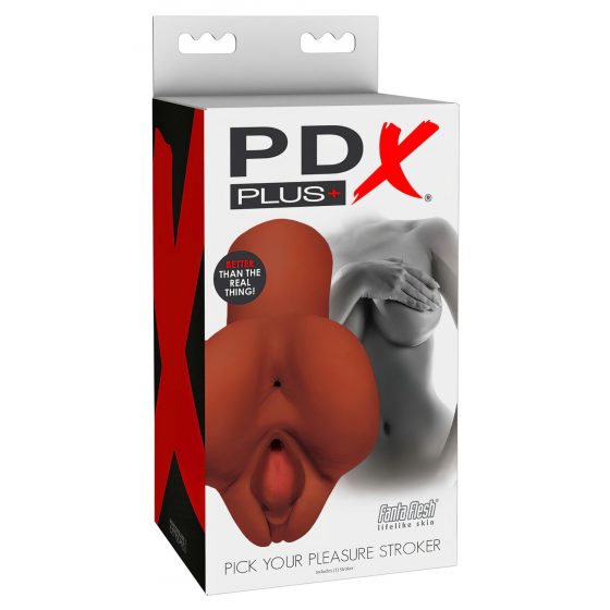 PDX Pick Your Pleasure Stroker - masturbátor 2v1 (hnědý)