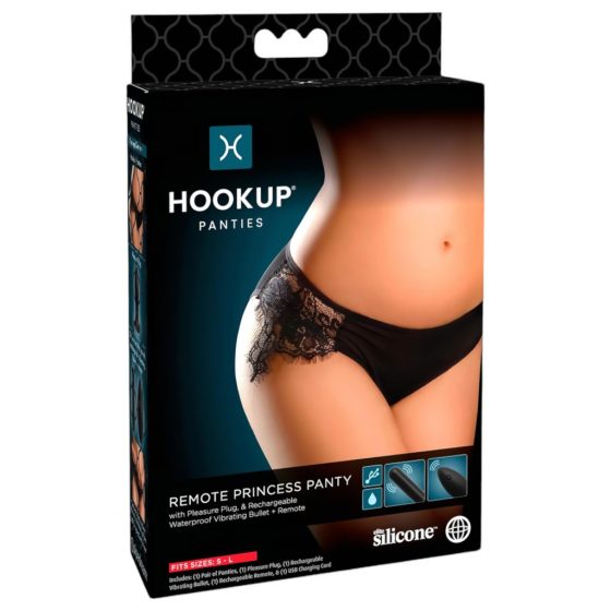 HOOKUP Princess Panty - vibrační kalhotky na baterie (černé)