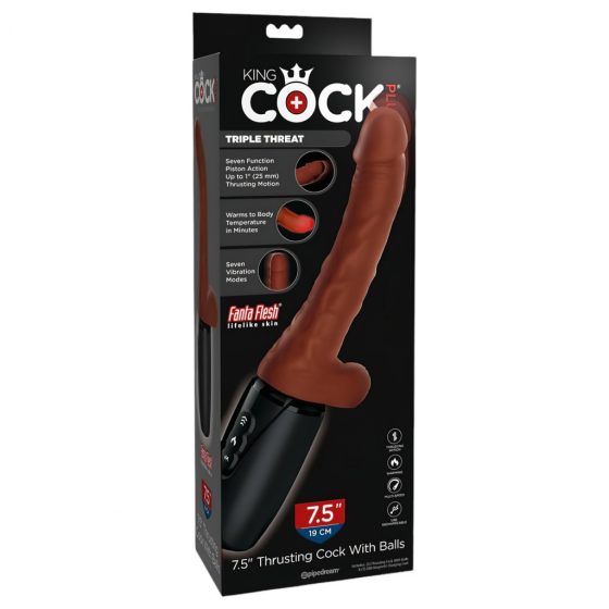 King Cock Plus 7,5 - vibrátor na varlata (hnědý)