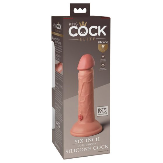 King Cock Elite 6 - připínací, realistické dildo (15 cm) - přírodní