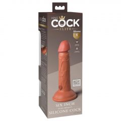   King Cock Elite 6 - připínací, realistické dildo (15 cm) - tmavé