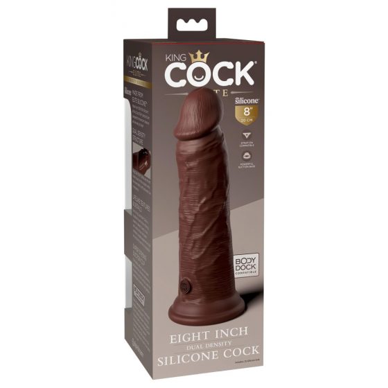 King Cock Elite 8 - připínací, realistické dildo (20 cm) - hnědé