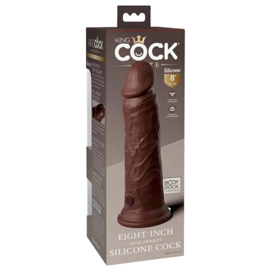 King Cock Elite 8 - připínací, realistické dildo (20 cm) - hnědé