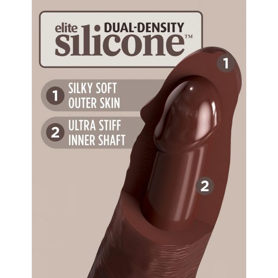 King Cock Elite 8 - připínací, realistické dildo (20 cm) - hnědé