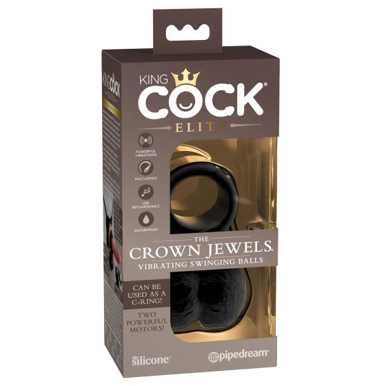 King Cock Elite Crown Jewels - vibrační kroužek na penis (černý)