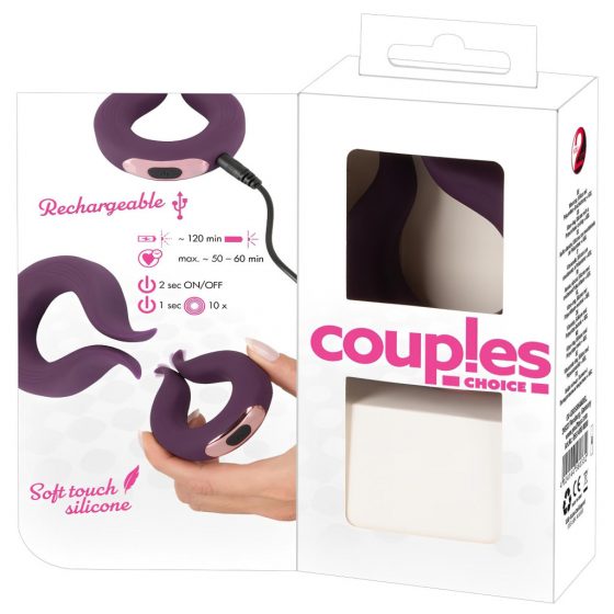 Couples Choice - bateriový kroužek na penis se dvěma motory (fialový)