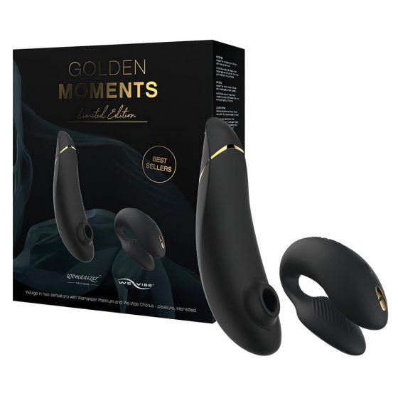 Womanizer Golden Moments 2 - Airwave Clitoral Vibrator Set (černý)