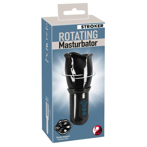 STROKER Rotating - rotující masturbátor na baterie (černý)