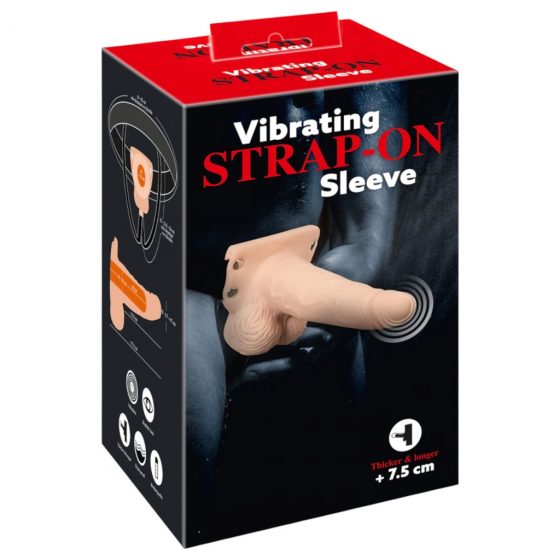 You2Toys Strap-on - nabíjecí dutý, připínací vibrátor (přírodní barva)