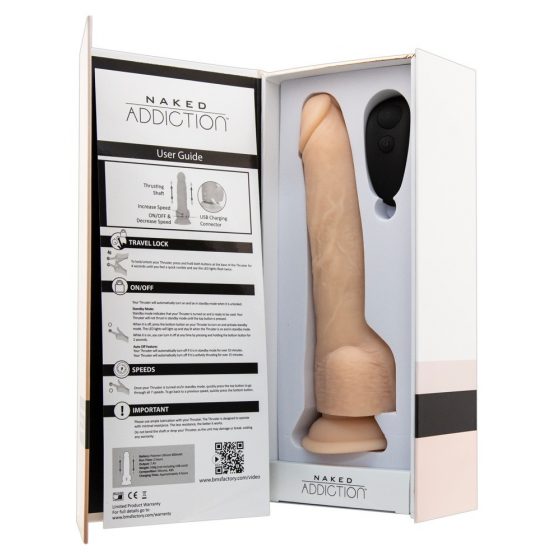 Naked Addiction Thrusting 9 - bezdrátový, rádiem řízený, vibrační vibrátor - přírodní (23cm)