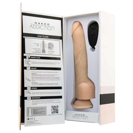 Naked Addiction Thrusting 9 - bezdrátový, rádiem řízený, vibrační vibrátor - přírodní (23cm)