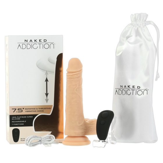 Naked Addiction Thrusting 7,5 - dobíjecí, vibrační vibrátor (19 cm) - přírodní