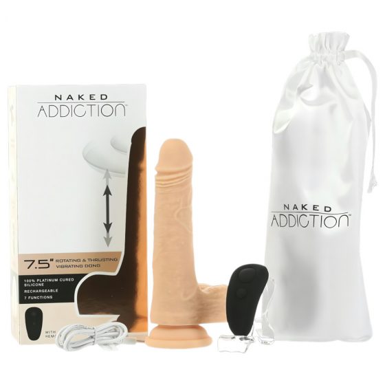 Naked Addiction Thrusting 7,5 - dobíjecí, vibrační vibrátor (19 cm) - přírodní