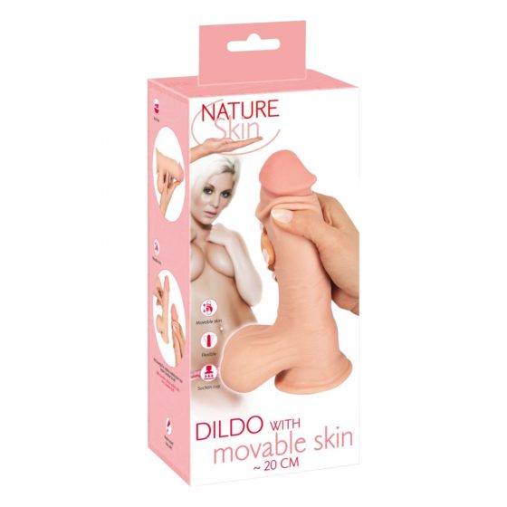 Natute Skin - dildo s kůží - 20 cm (přírodní)