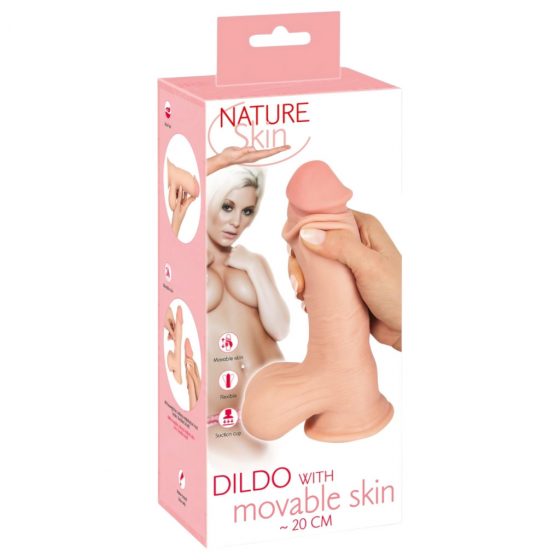 Nature Skin - dildo s kůží - 20 cm (přírodní)