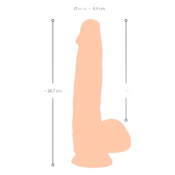 Natute Skin - dildo z kůží - 25 cm (přirozený)