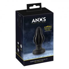   ANOS - super měkké, žebrované anální dildo - 5 cm (černé)