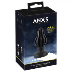   ANOS - super měkké, žebrované anální dildo - 5 cm (černé)