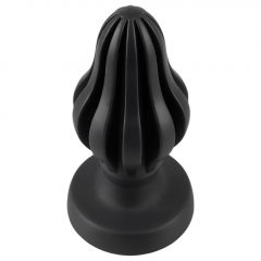   ANOS - super měkké, žebrované anální dildo - 5 cm (černé)