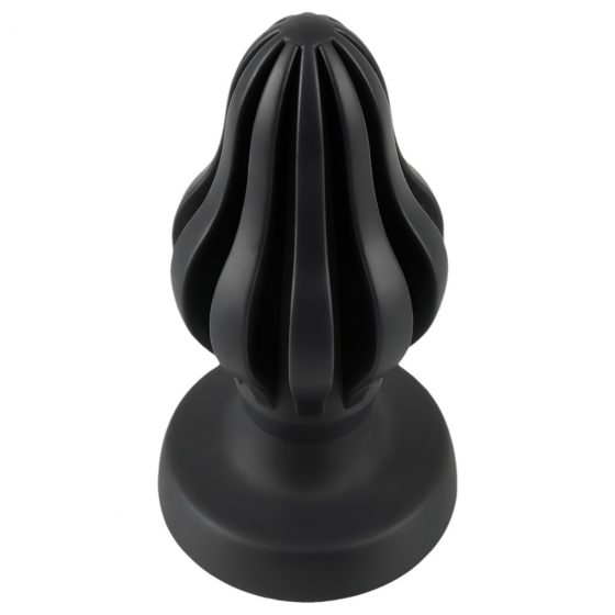 ANOS - super měkké, žebrované anální dildo - 5 cm (černé)